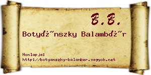 Botyánszky Balambér névjegykártya